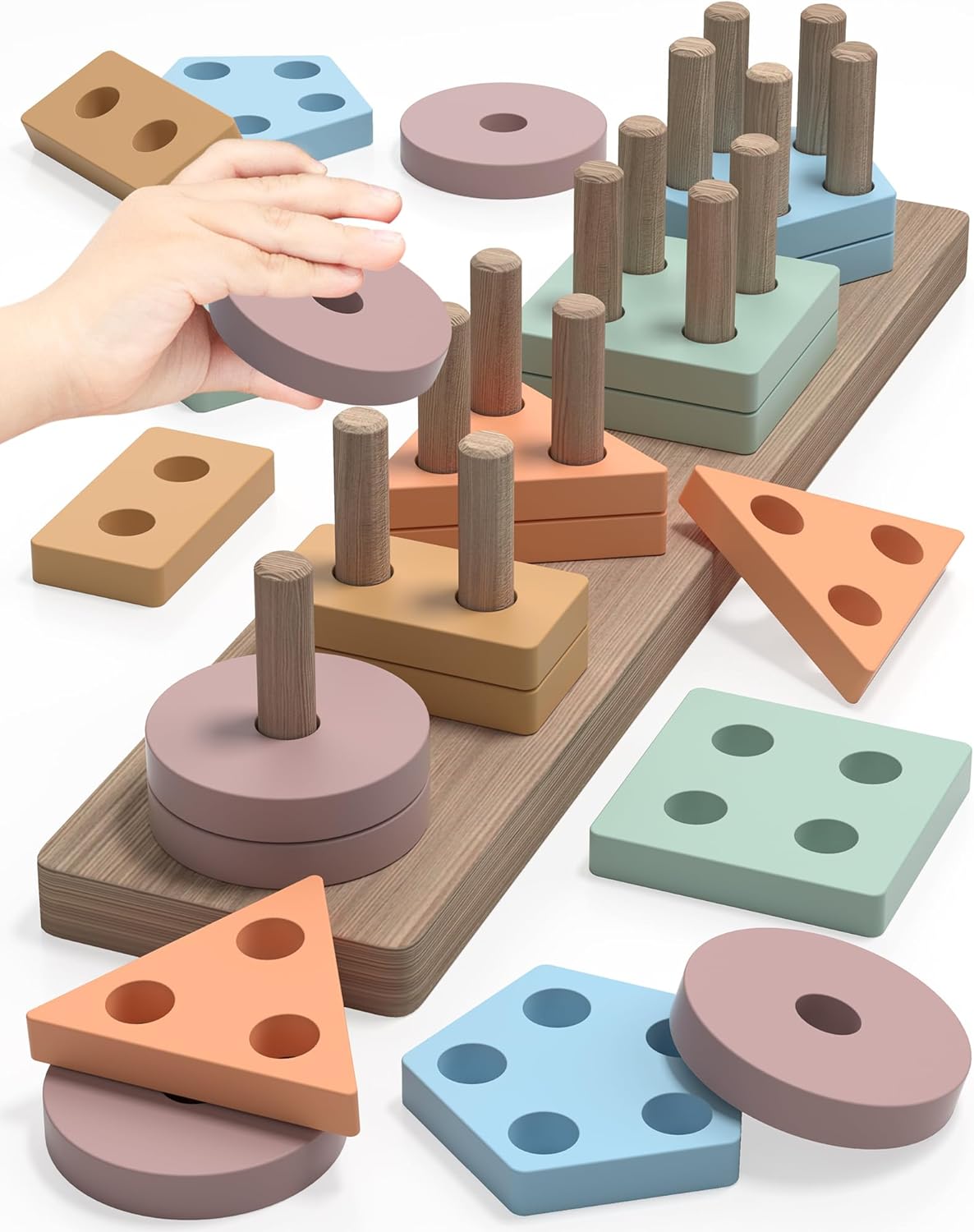 Montessori Wooden Stack & Sort Learning Toy