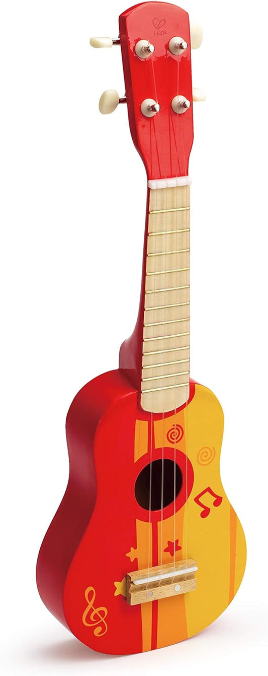 Hape Kid's Wooden Toy Ukulele, Red
