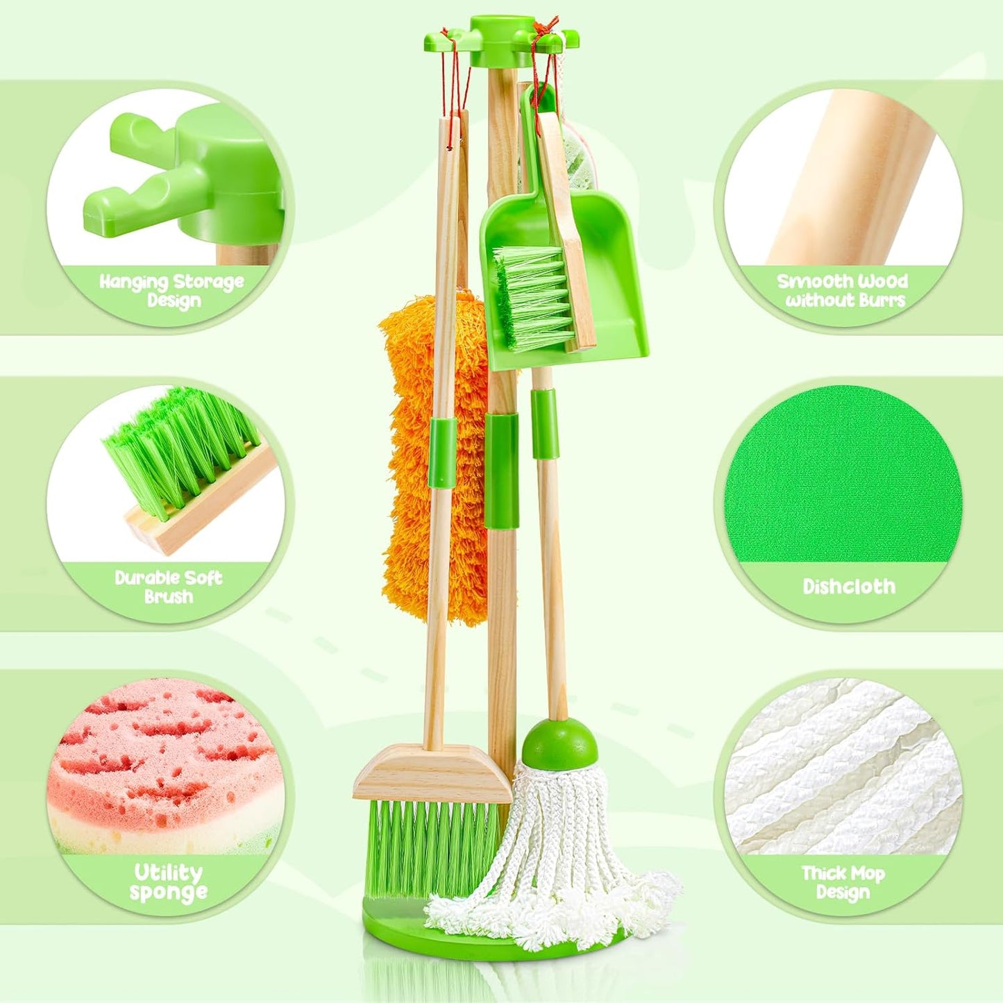 Montessori Wooden Cleaning Set – Broom, Mop & Housekeeping Tools