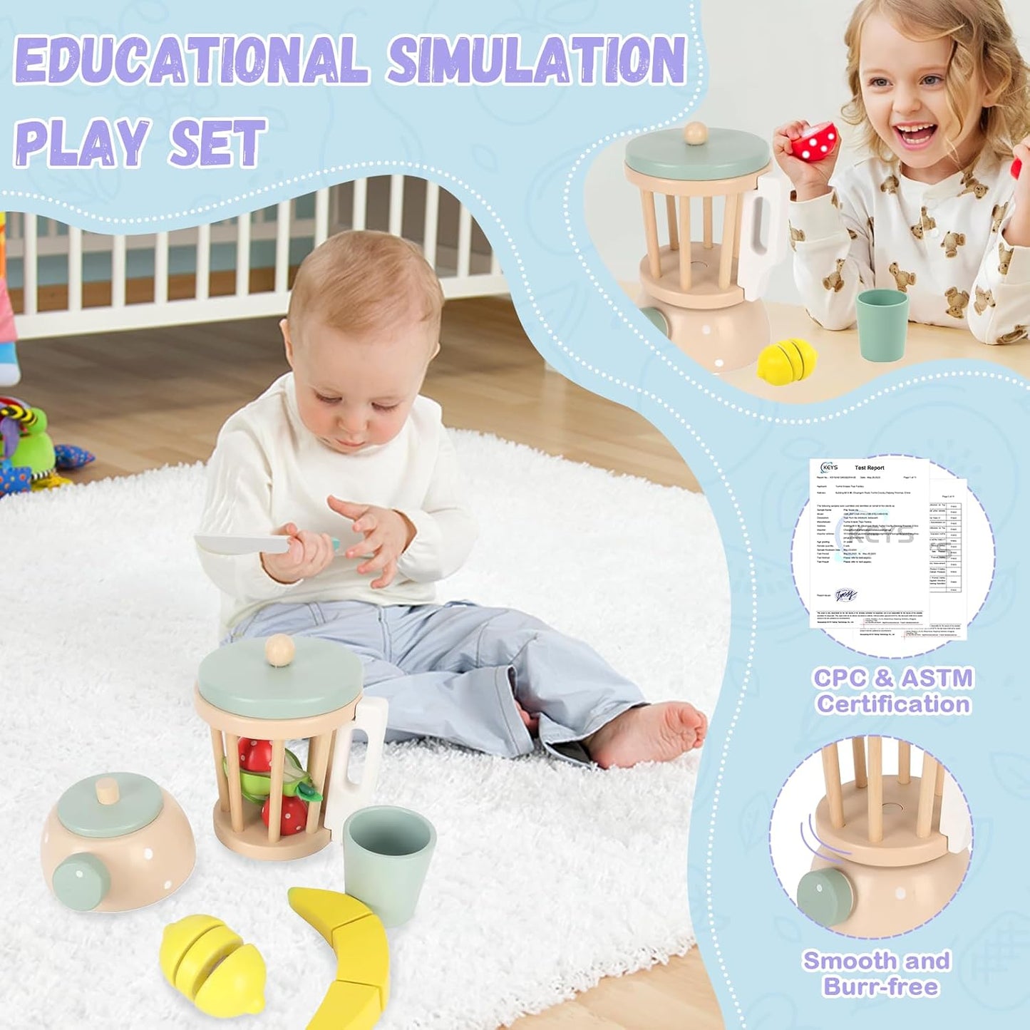 Montessori Wooden Blender Play Set