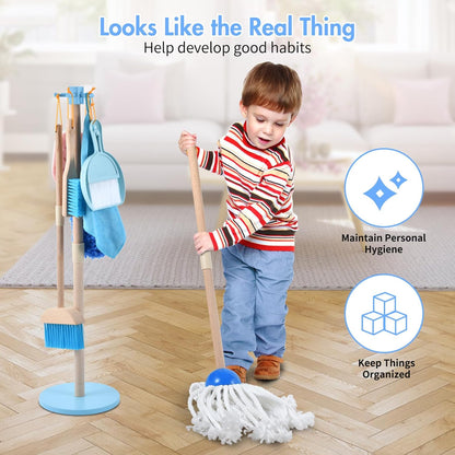 Montessori Wooden Cleaning Set – Broom, Mop & Housekeeping Tools