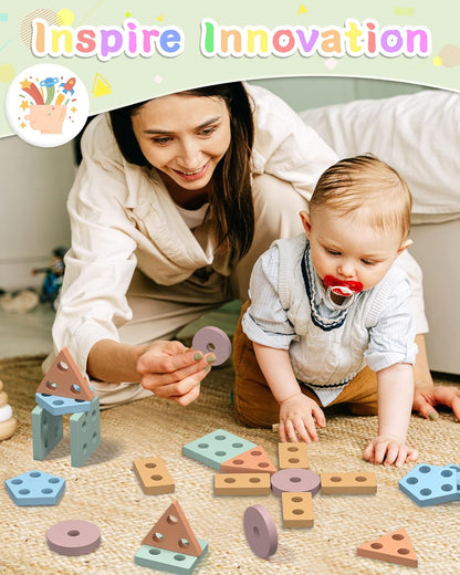 Montessori Wooden Stack & Sort Learning Toy