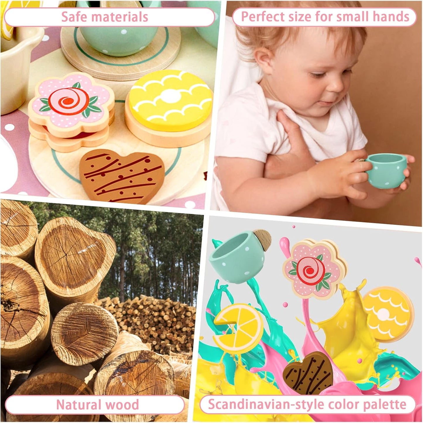 Montessori Wooden Tea Set – Pretend Play Party Time