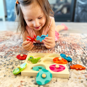 Montessori Wooden Dino Hatch & Match