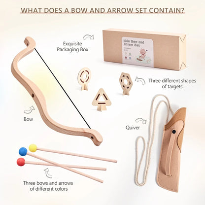 Montessori Wooden Bow & Arrow Toy Set