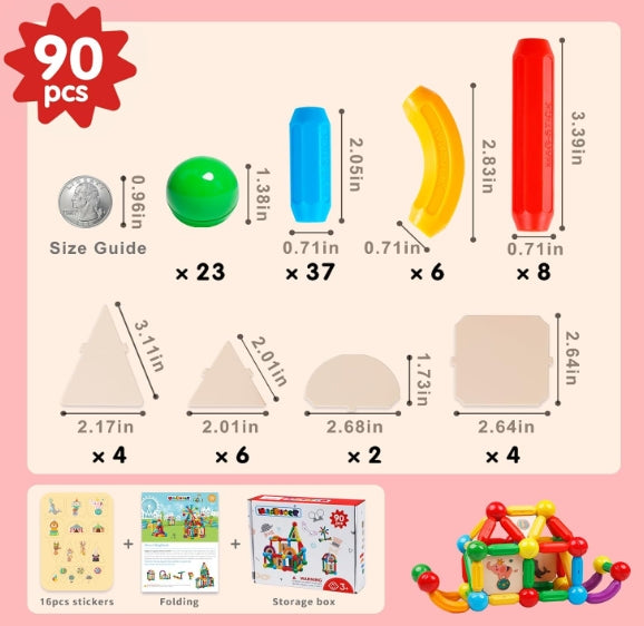 Montessori Magnetic Building Rods & Balls Set