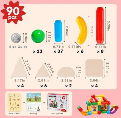 Montessori Magnetic Building Rods & Balls Set