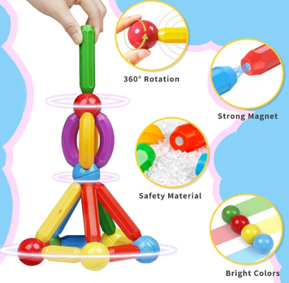 Montessori Magnetic Building Rods & Balls Set