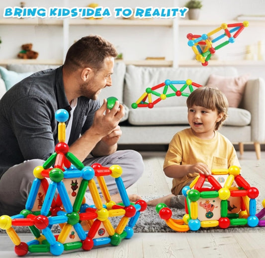 Montessori Magnetic Building Rods & Balls Set